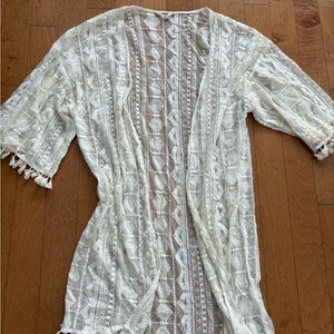 BB Dakota Cream Lace Overlay Top